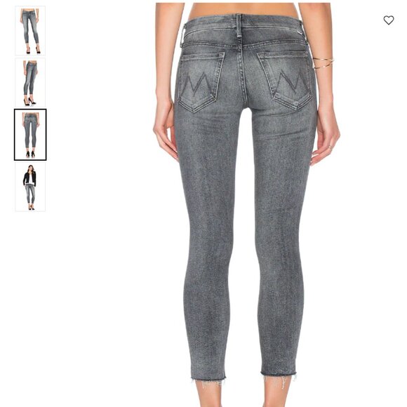 MOTHER the looker ankle fray gray skinny jeans in Huntress wash 24 - Picture 3 of 10